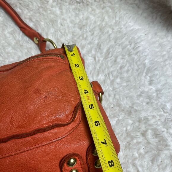Vintage Fully Leather Orange Linea Pelle Collection shoulder bag brass hardwares - Picture 13 of 16